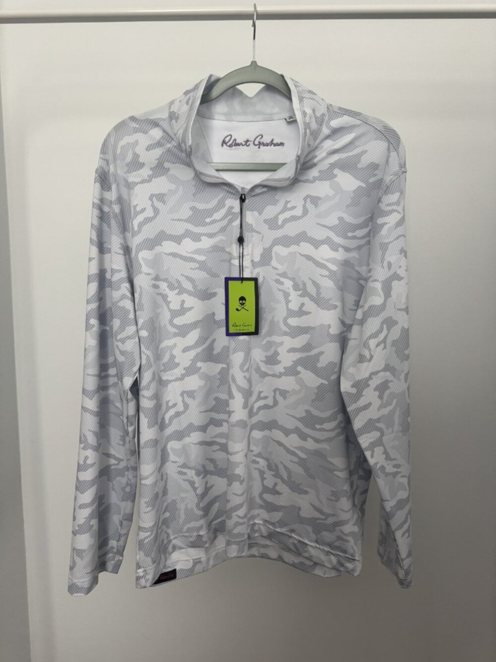 Robert Graham Golf Quarter Zip Men's Medium Camo Performance Pullover NWT $188
